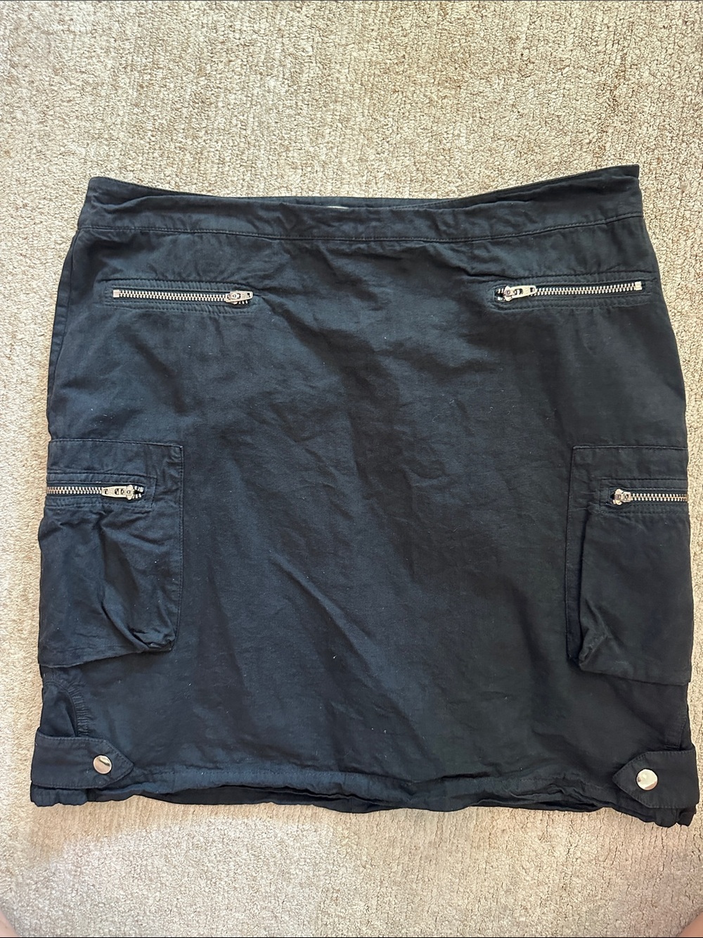 Paloma Wool Black Cargo Cotton Mini Skirt with Zip Pockets Size XS